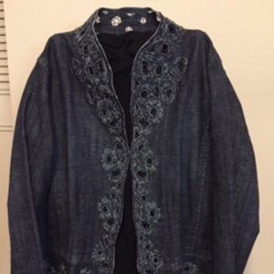 Chico's Fancy Jean Jacket--denim, lace, beads